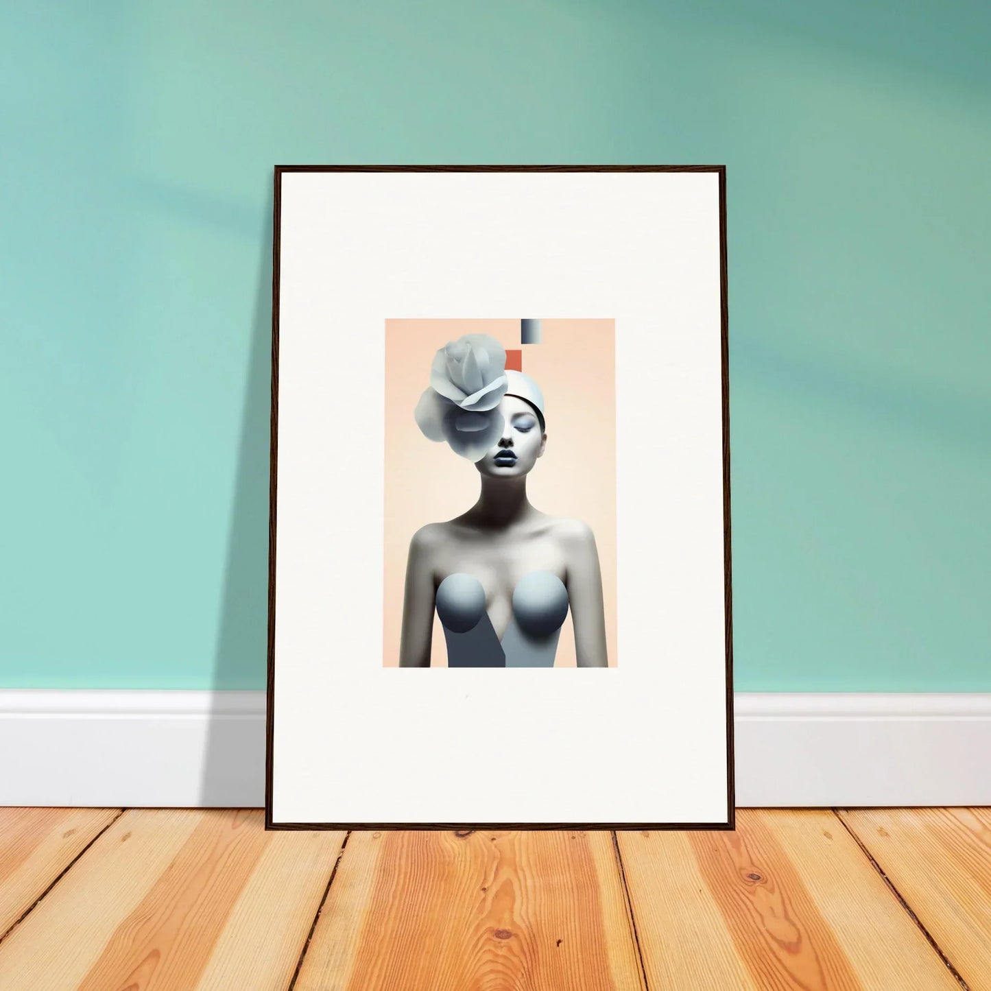 Artistic canvas print of a nude female torso with abstract shape, perfect for room decoration