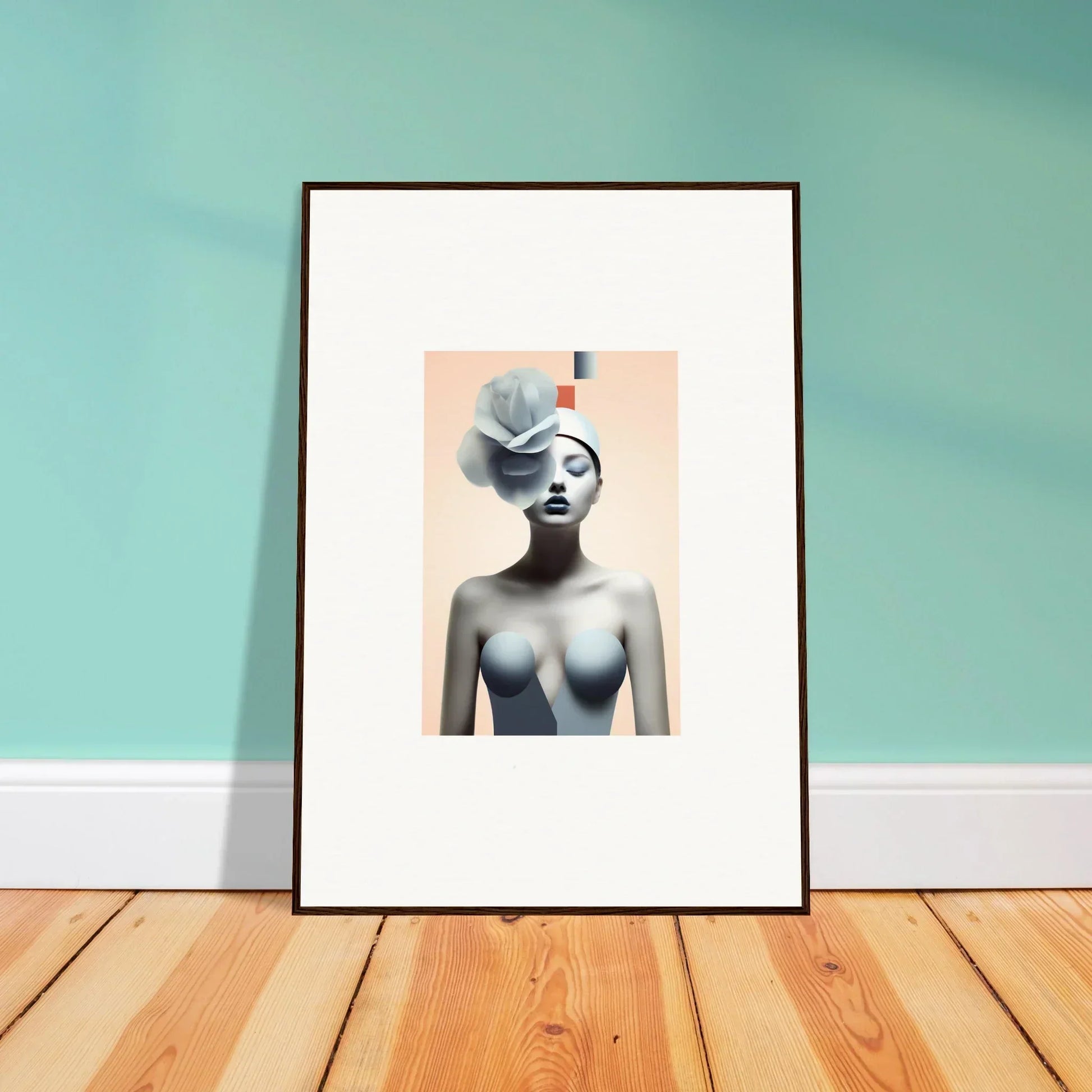 Artistic canvas print of a nude female torso with abstract shape, perfect for room decoration