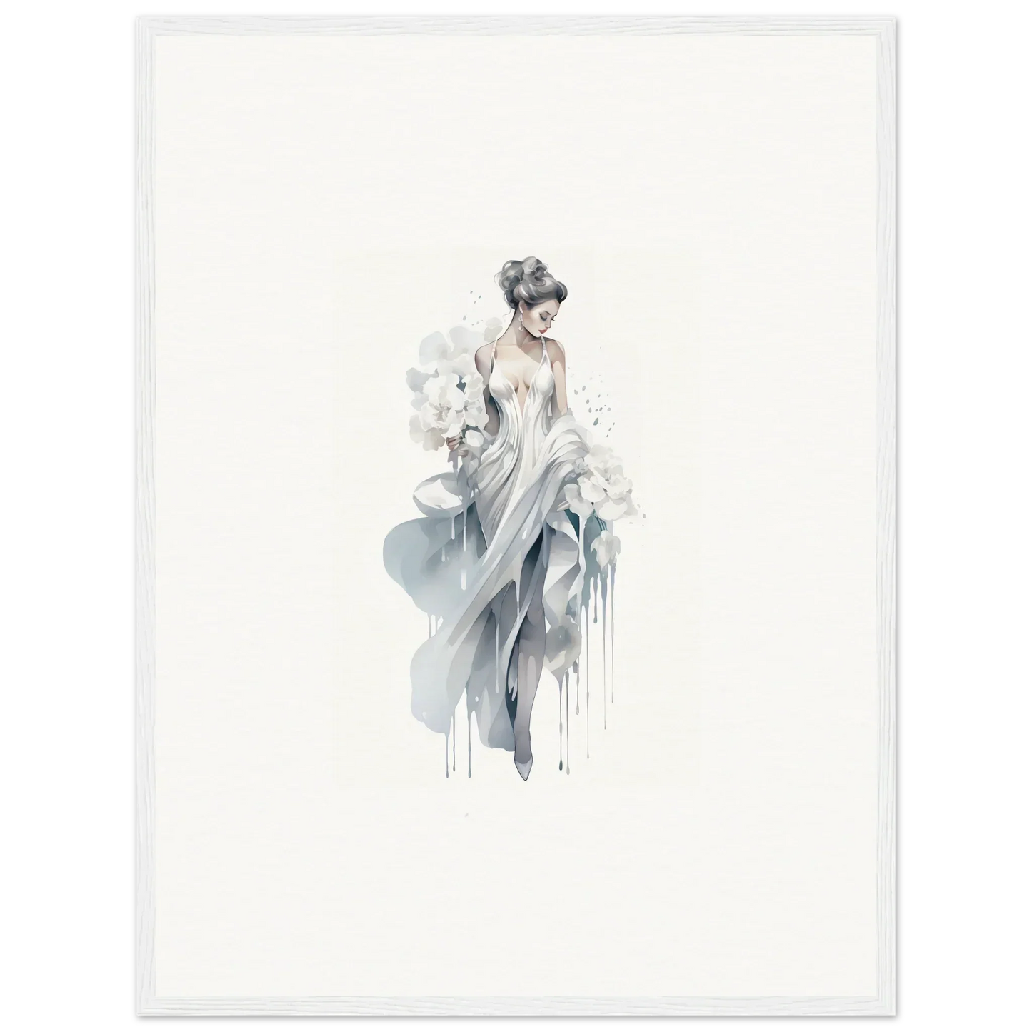 Delicate watercolor of flowing fabric in Veiled Melancholia Blossoms special edition art™