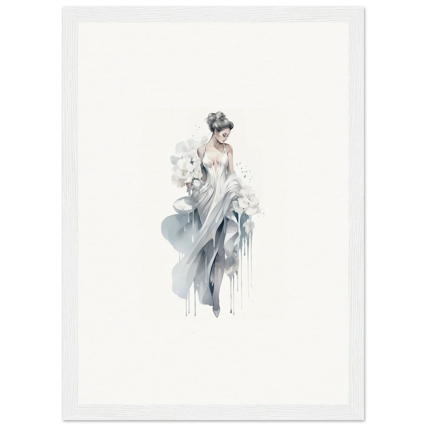 Ethereal watercolor of flowing fabric in soft tones for Veiled Melancholia Blossoms