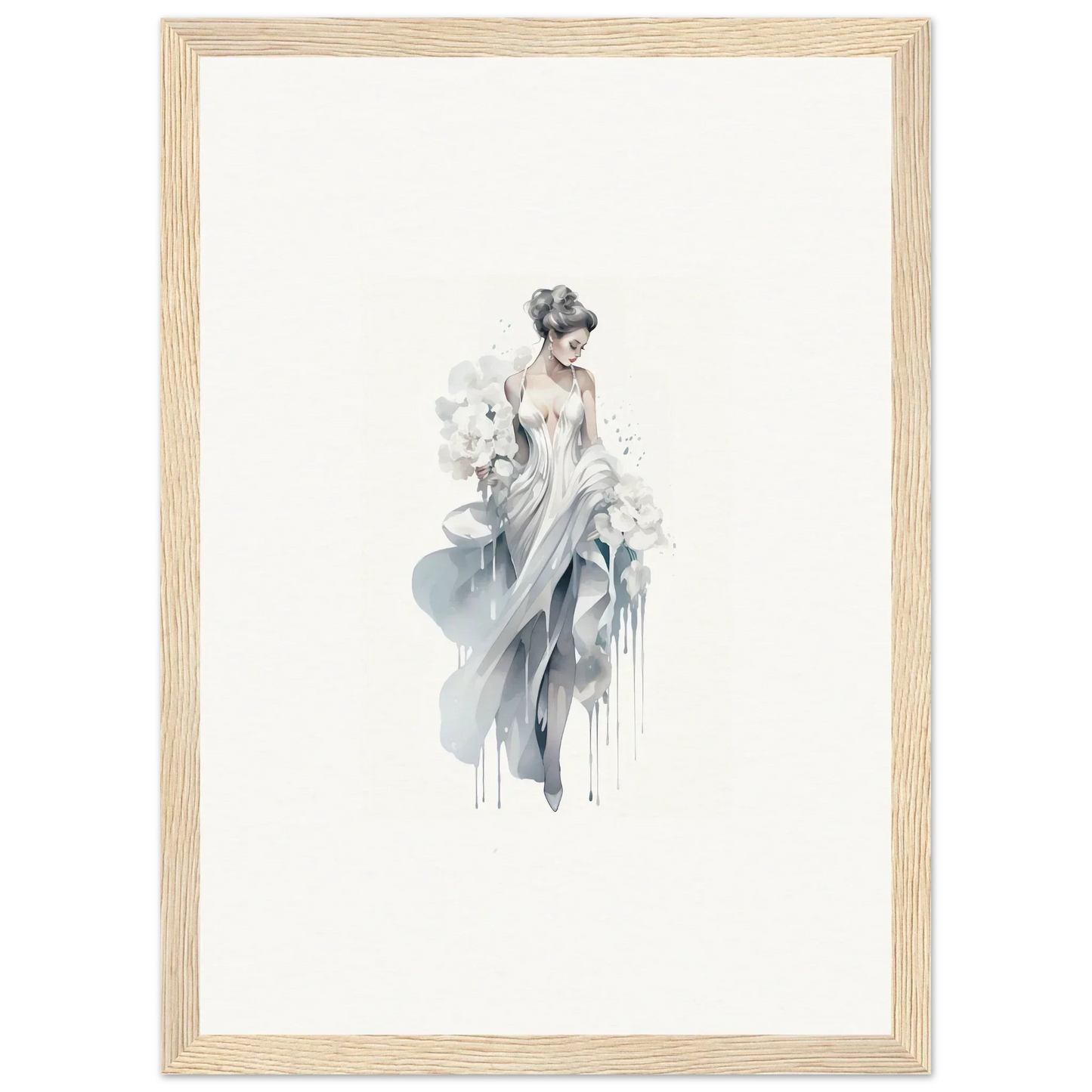Delicate watercolor art of a figure in flowing fabric from Veiled Melancholia Blossoms