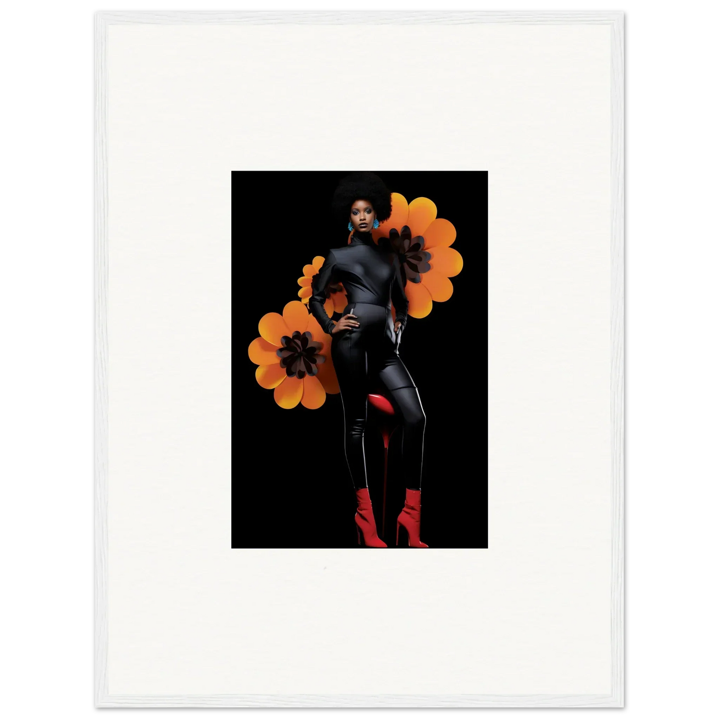 Stylized portrait with orange blossoms for Blossom Elegy canvas print room decoration