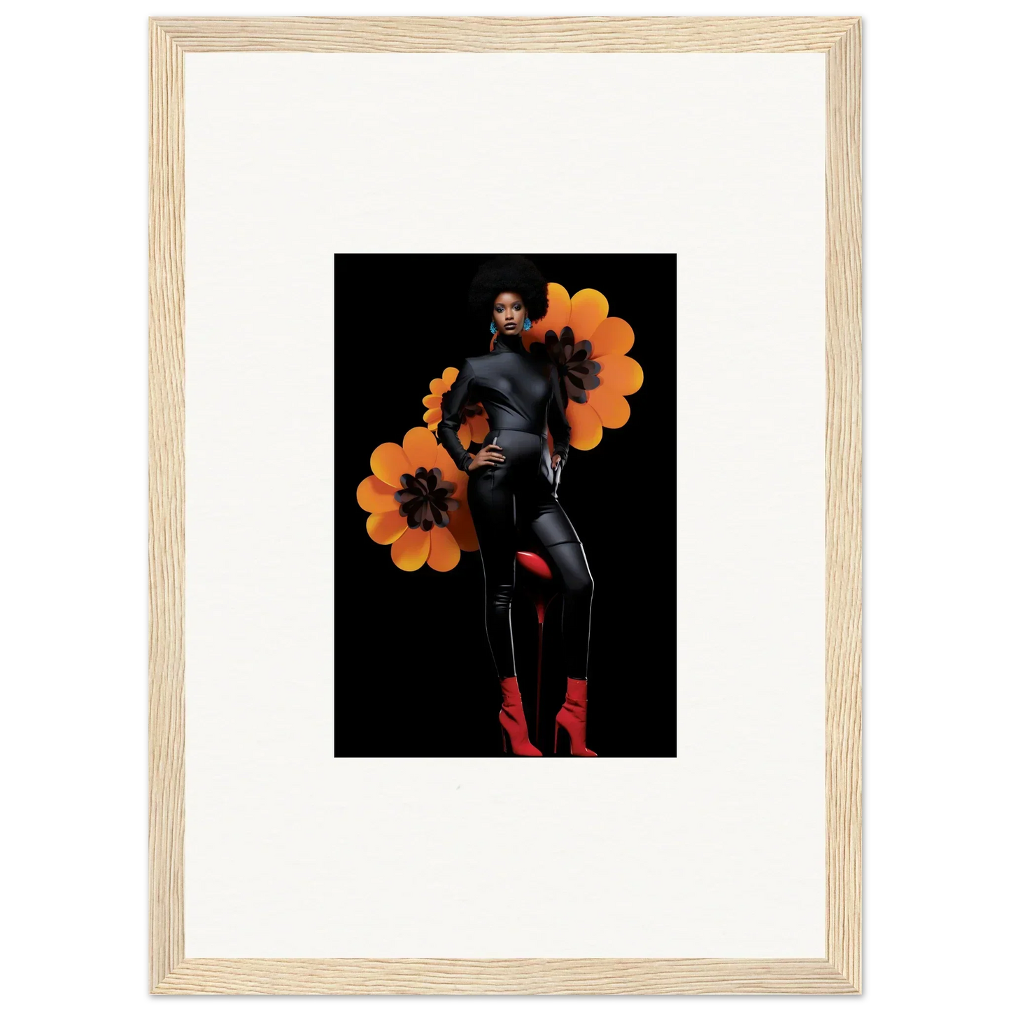 Framed Canvas Print of Blossom Elegy with Orange Flowers for Room Decoration