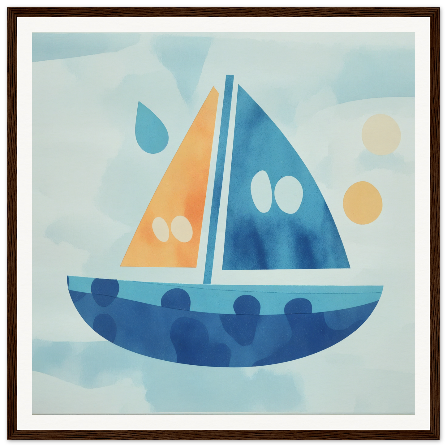 Stylized sailboat with blue and orange sails from the Vital Vibrant Pathfinder collection