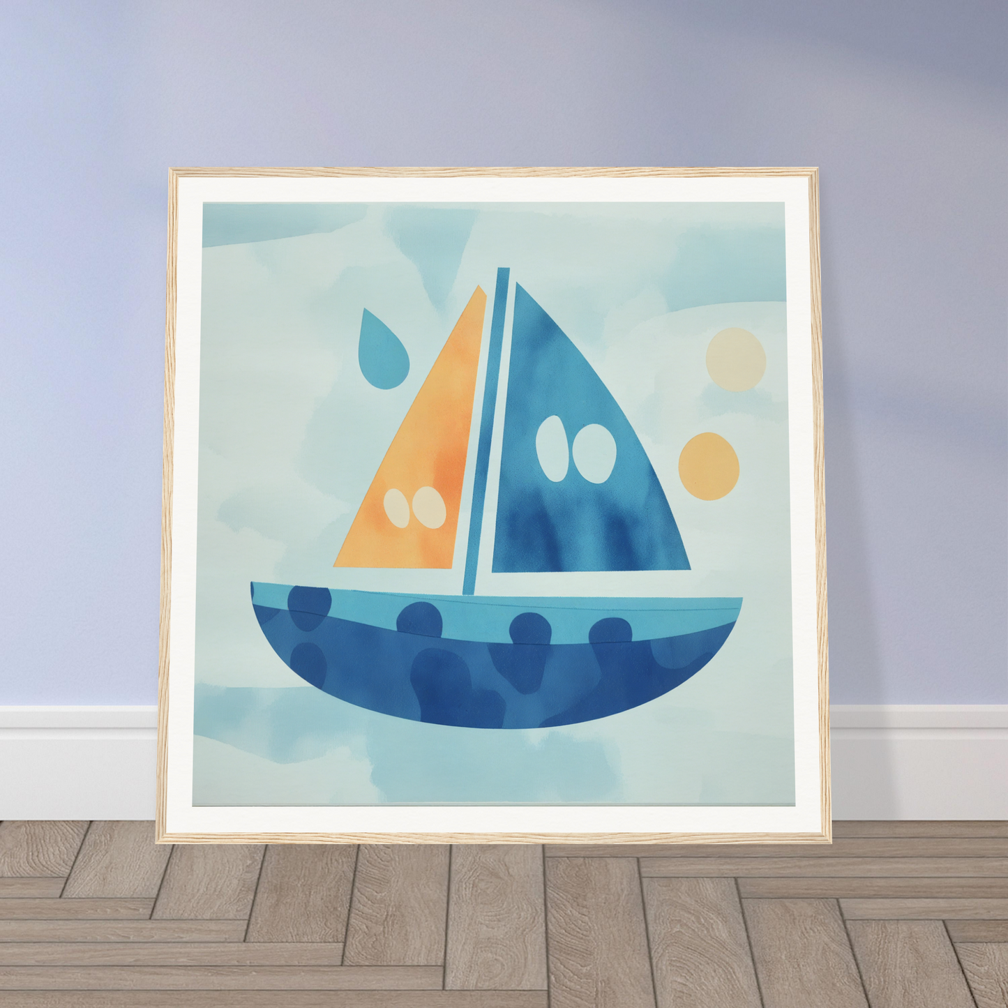 Simple sailboat with orange and blue sails in Vital Vibrant Pathfinder design