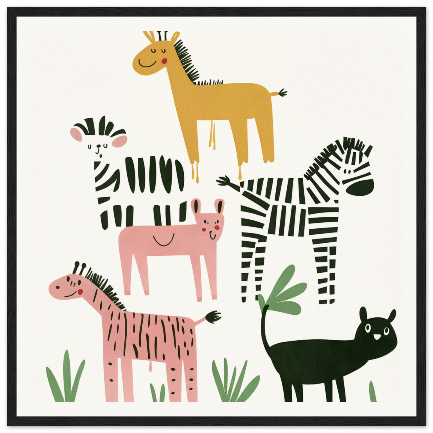 A whimsical beast ballet featuring cartoon animals like zebras, a horse, pigs, and a cat