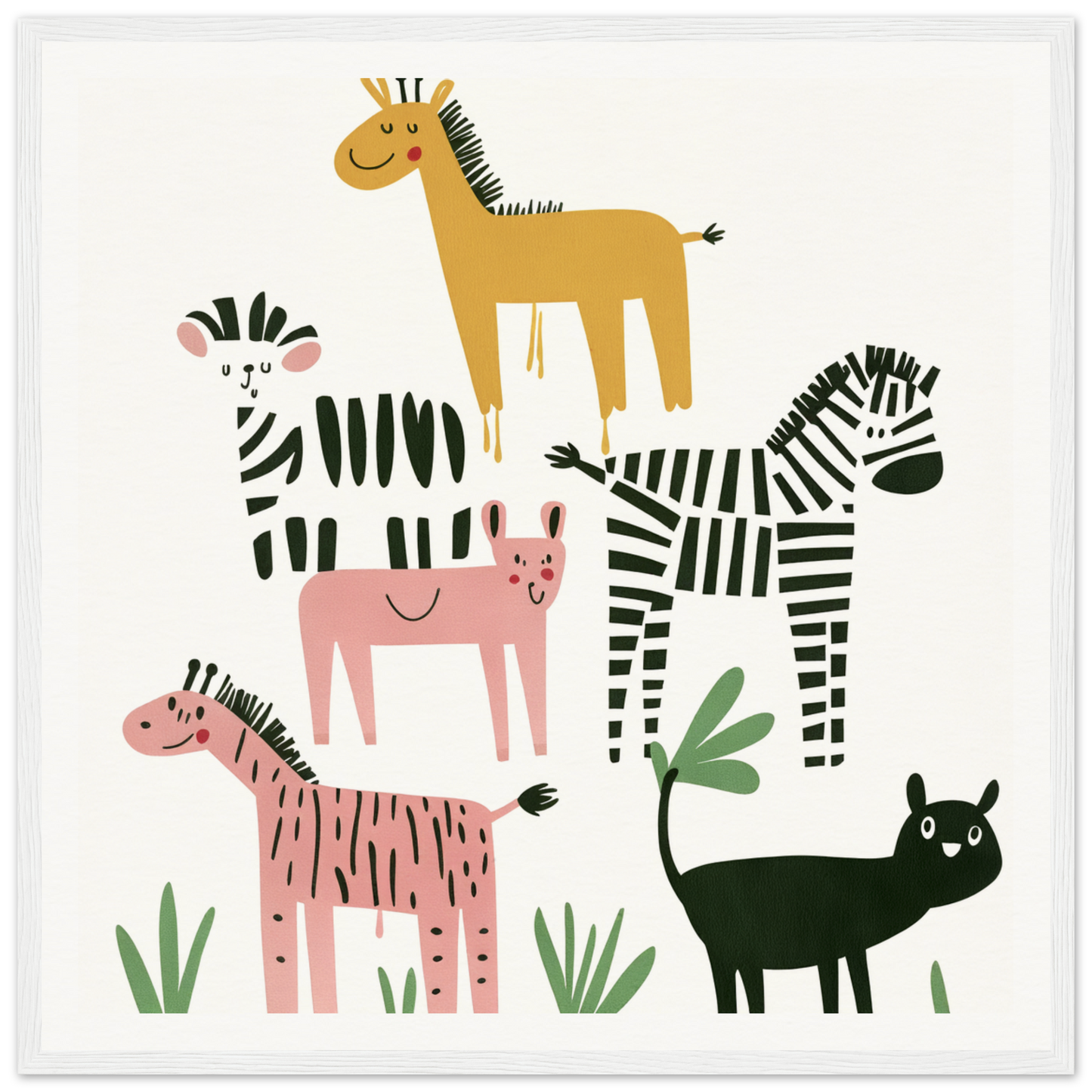 Collection of cute cartoon animals for Whimsical Beast Ballet featuring zebras and tigers