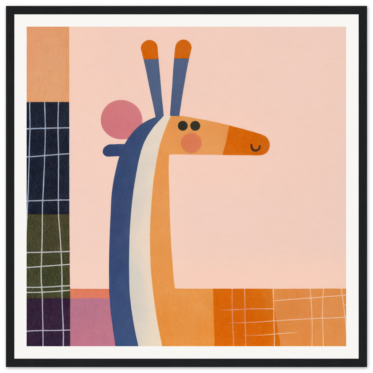 Stylized geometric giraffe in orange, white, and blue for special edition art™ collection