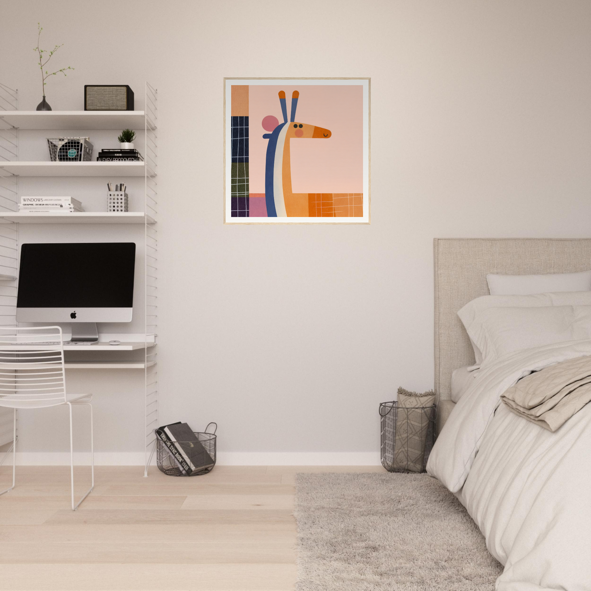 Colorful abstract geometric giraffe art print from Whimsical Geometry Safaris special edition art™
