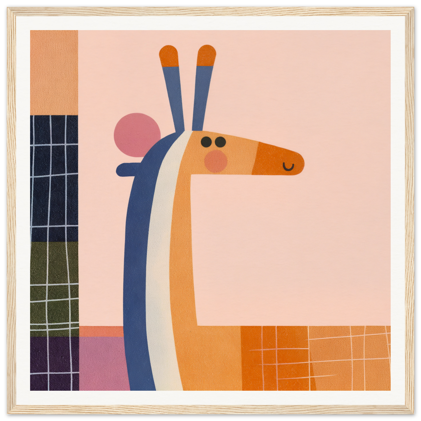 Stylized orange and blue giraffe with round ears from Special Edition Art™ collection
