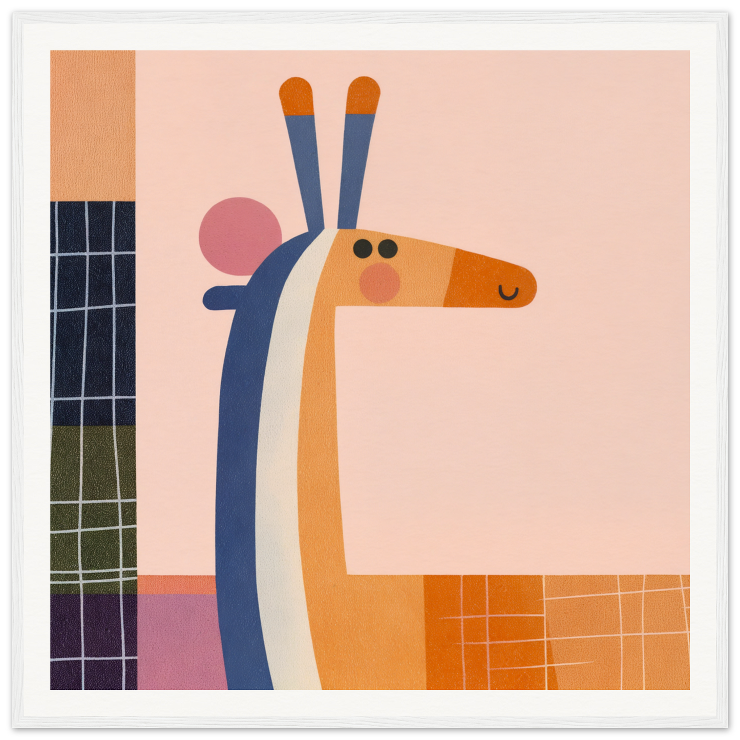 Stylized geometric giraffe in orange, white, and blue from Special Edition Art™ collection