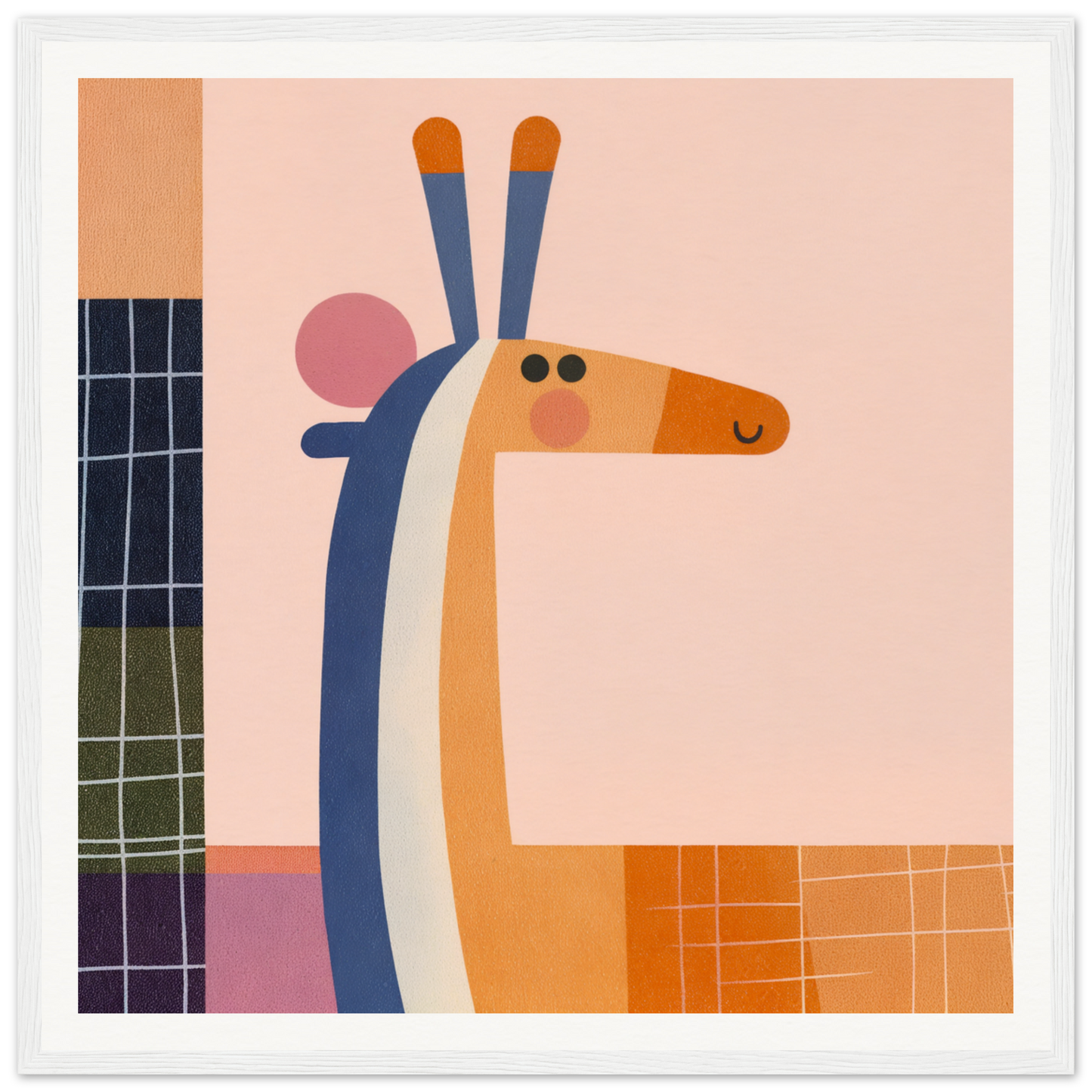 Stylized geometric giraffe in orange, white, and blue for Special Edition Art™