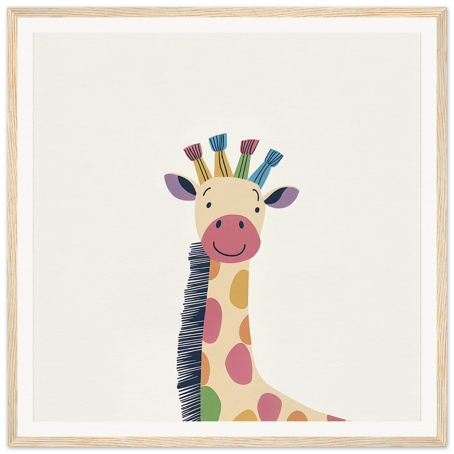 Smiling cartoon giraffe with colorful spots from Whimsical Giraffe Dreams collection
