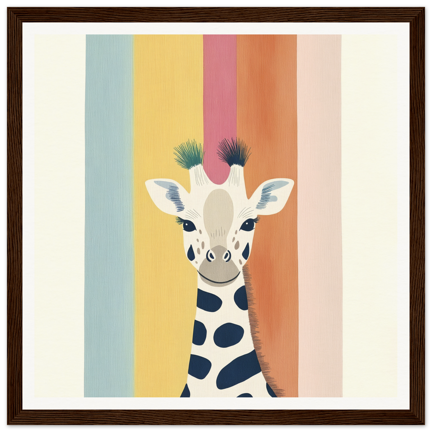 Whimsical cartoon giraffe with blue eyes, featured in special edition art™ collection