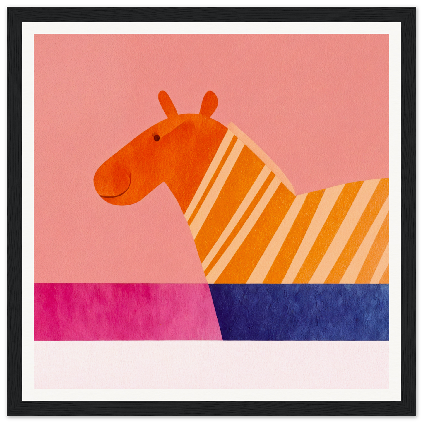 Orange and white striped zebra with a smiling face from Whimsical Lotus Dreaming special edition art™