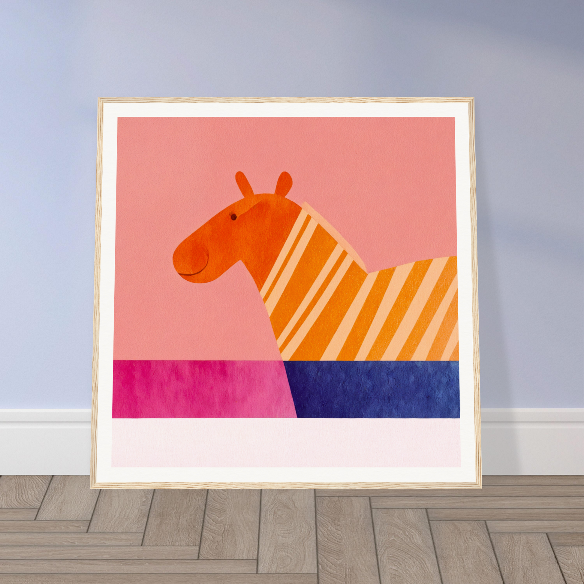 Orange and yellow striped zebra illustration in Whimsical Lotus Dreaming special edition art™