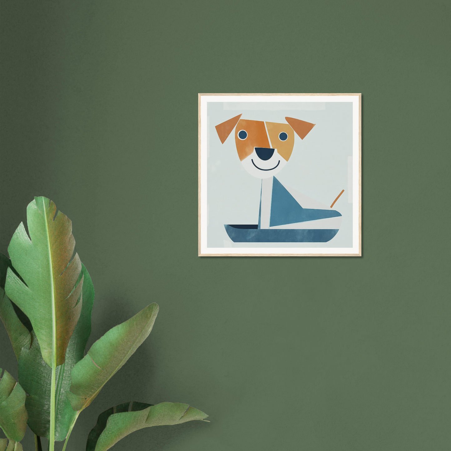 Framed cartoon illustration of a dog in a blue sailor outfit from Special Edition Art™