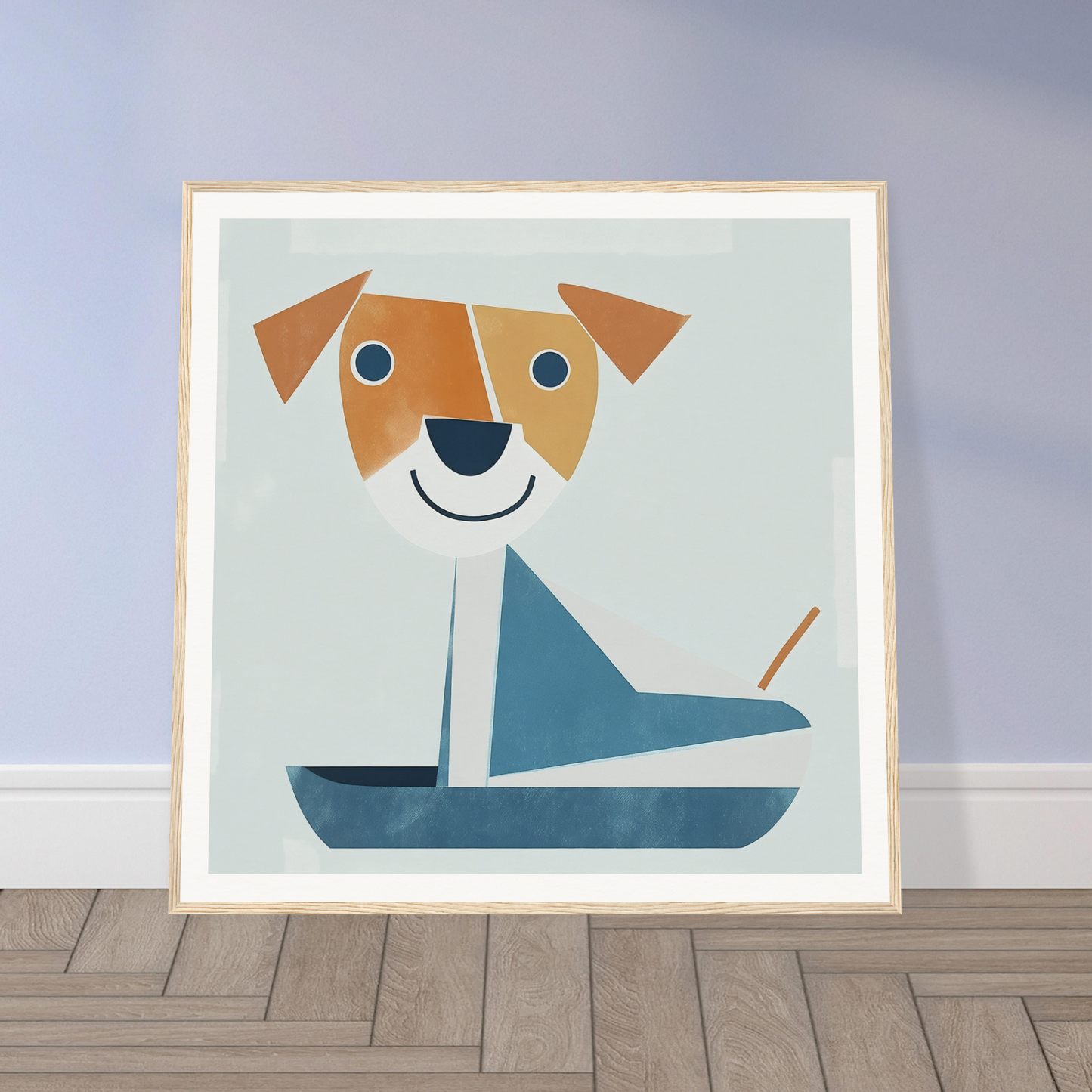 Cartoon illustration of a dog in a blue sailboat from the Special Edition Art™ collection