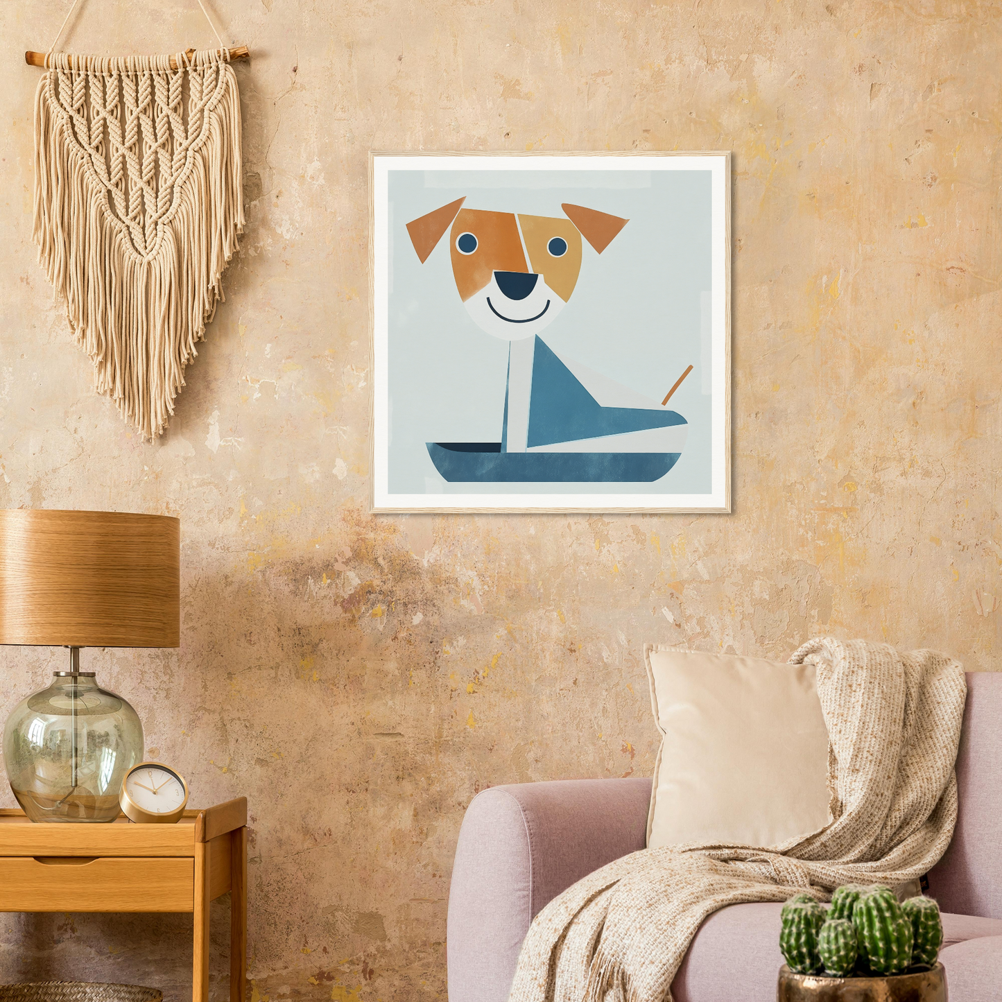 Framed special edition art of a cartoon dog in a blue sailor outfit