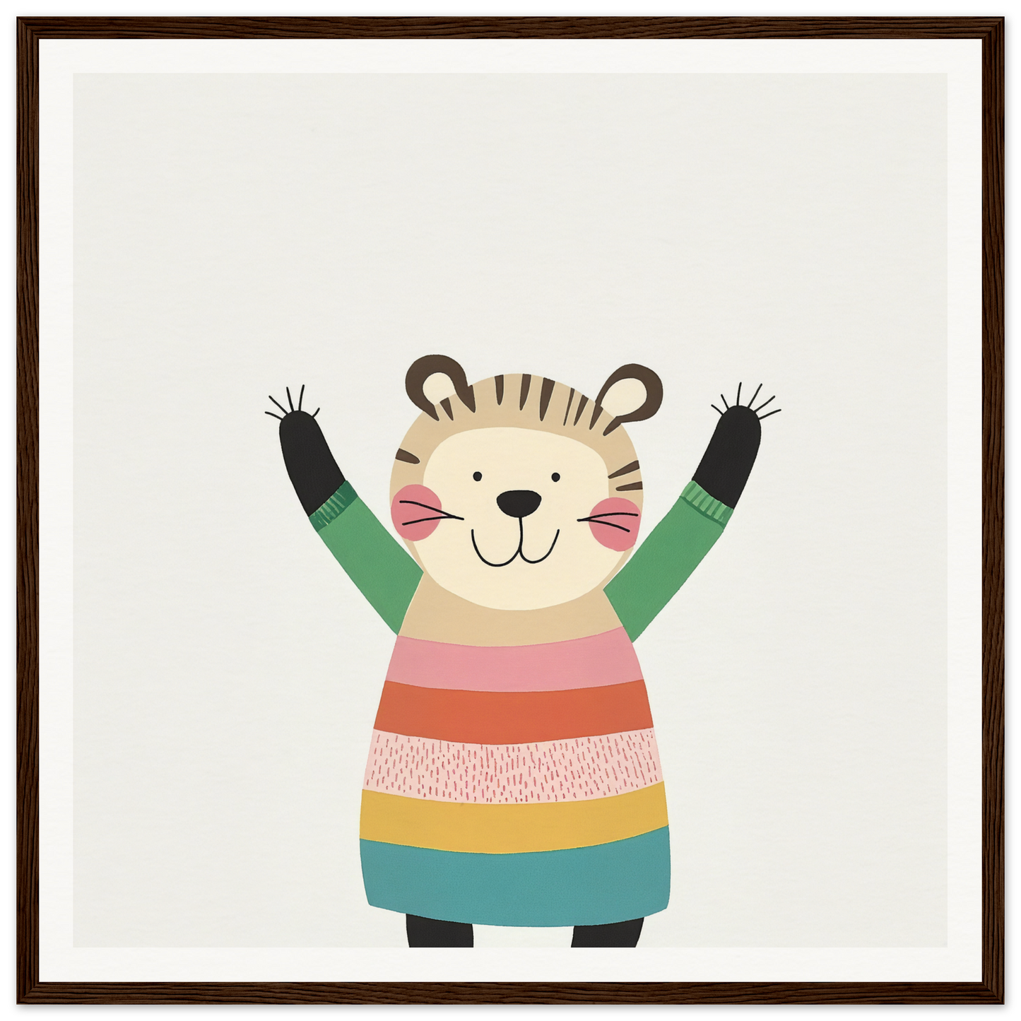 Cheerful cartoon tiger in colorful sweater from Whirlwind Tiger’s Bliss special edition art™