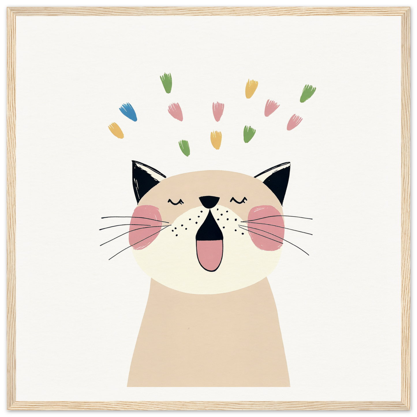 Happy cartoon cat celebrating with colorful confetti in Whiskered Euphoria Dance