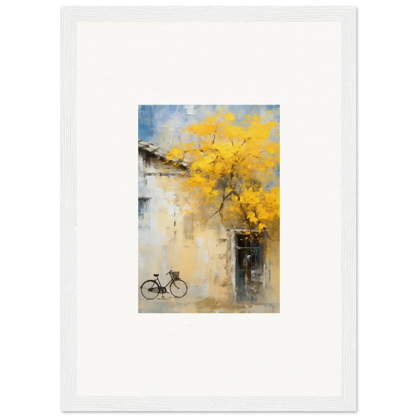 Watercolor bike under yellow leaves in Whispers Breezing Fernscapes special edition art™