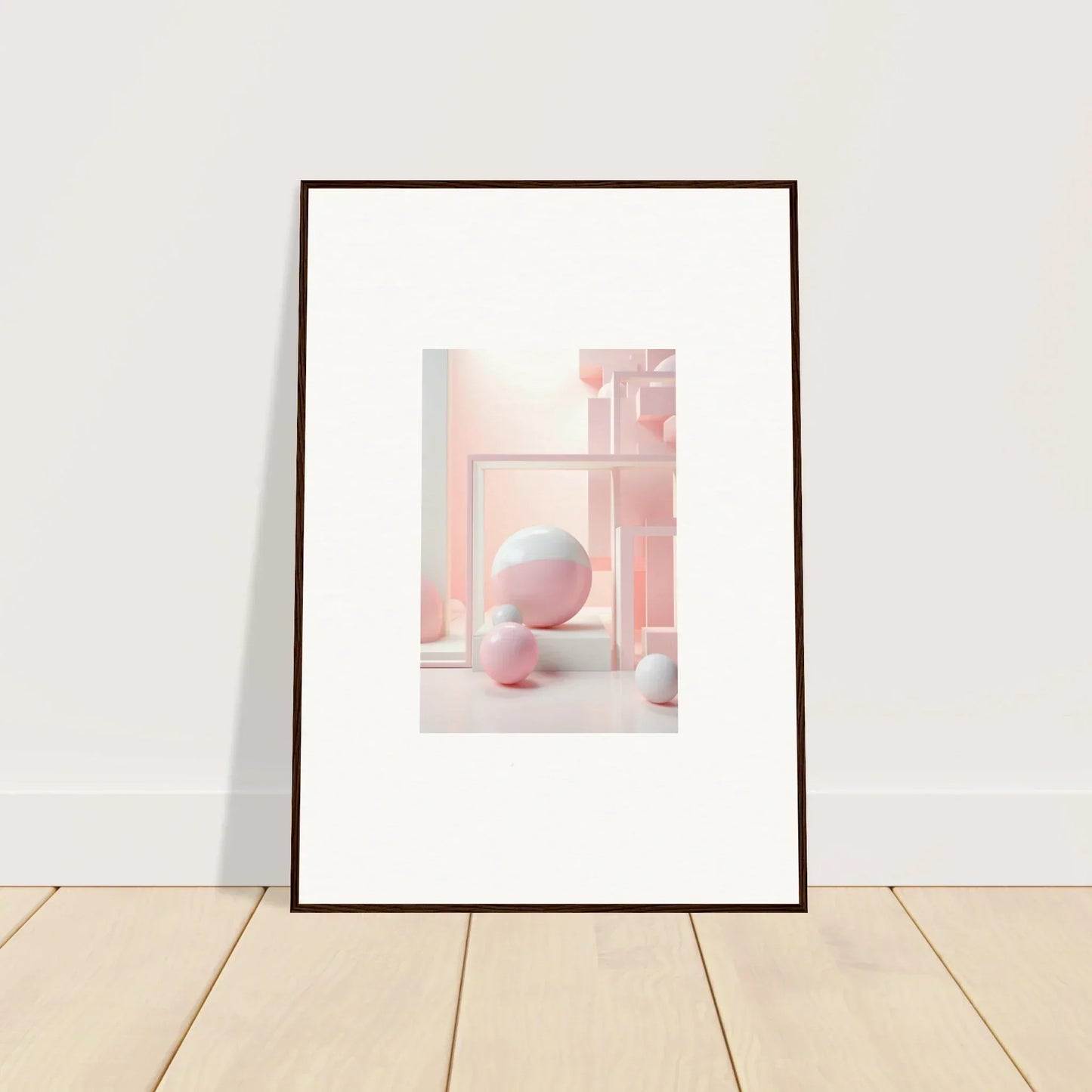 Framed pastel geometric art for Cubed Neo Aislamiento decor vibes