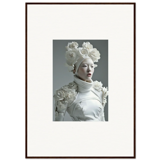 White porcelain sculpture with floral headdress perfect for room decoration or wall art
