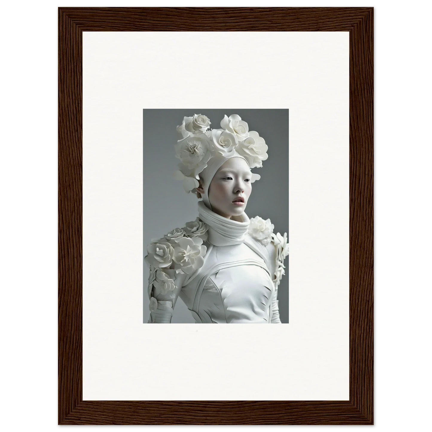 Stunning sculpture with white flowers, perfect for wall art and room decoration