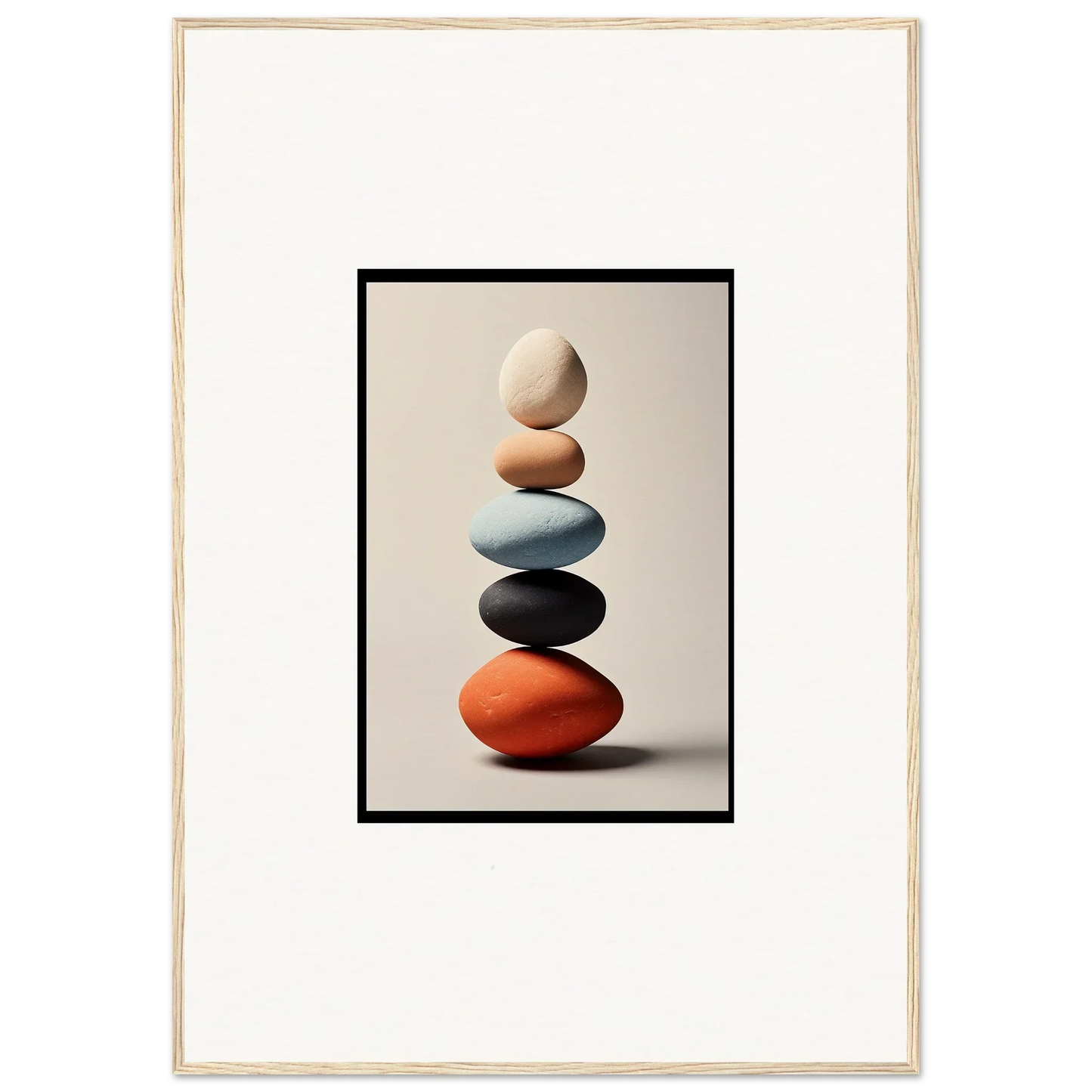 Balanced colorful stones stack, perfect for room decor or canvas prints