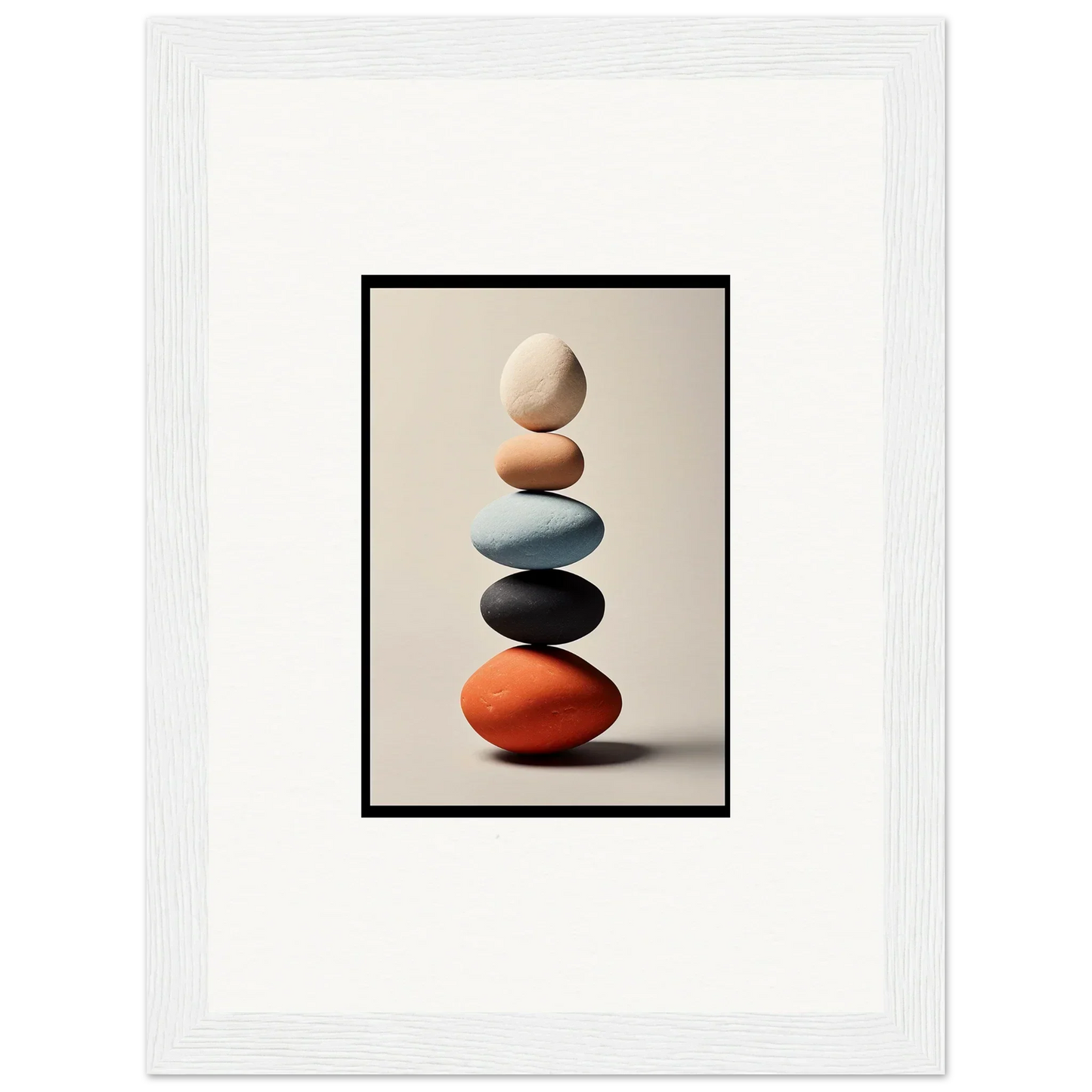 Colorful smooth stones stacked vertically, perfect for room decor and canvas prints