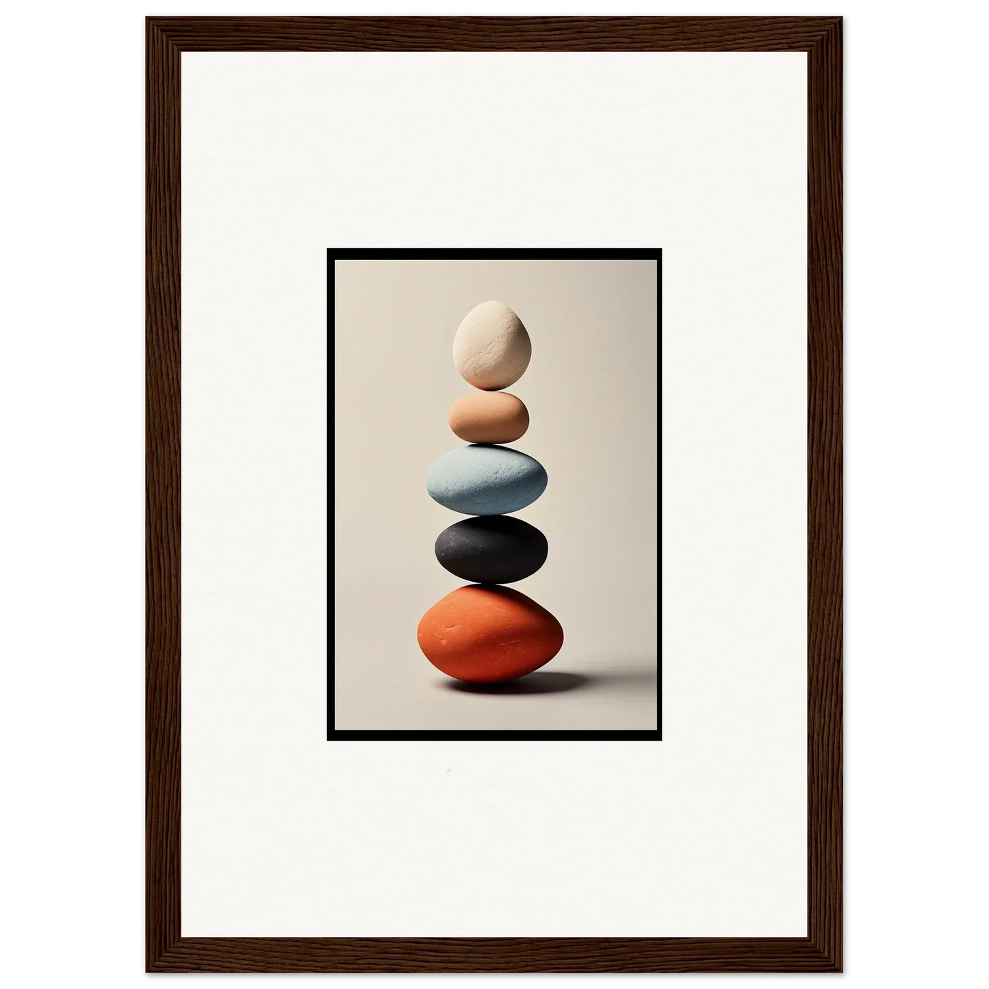 Balanced stones in vibrant colors, perfect for room decor and framed wall art