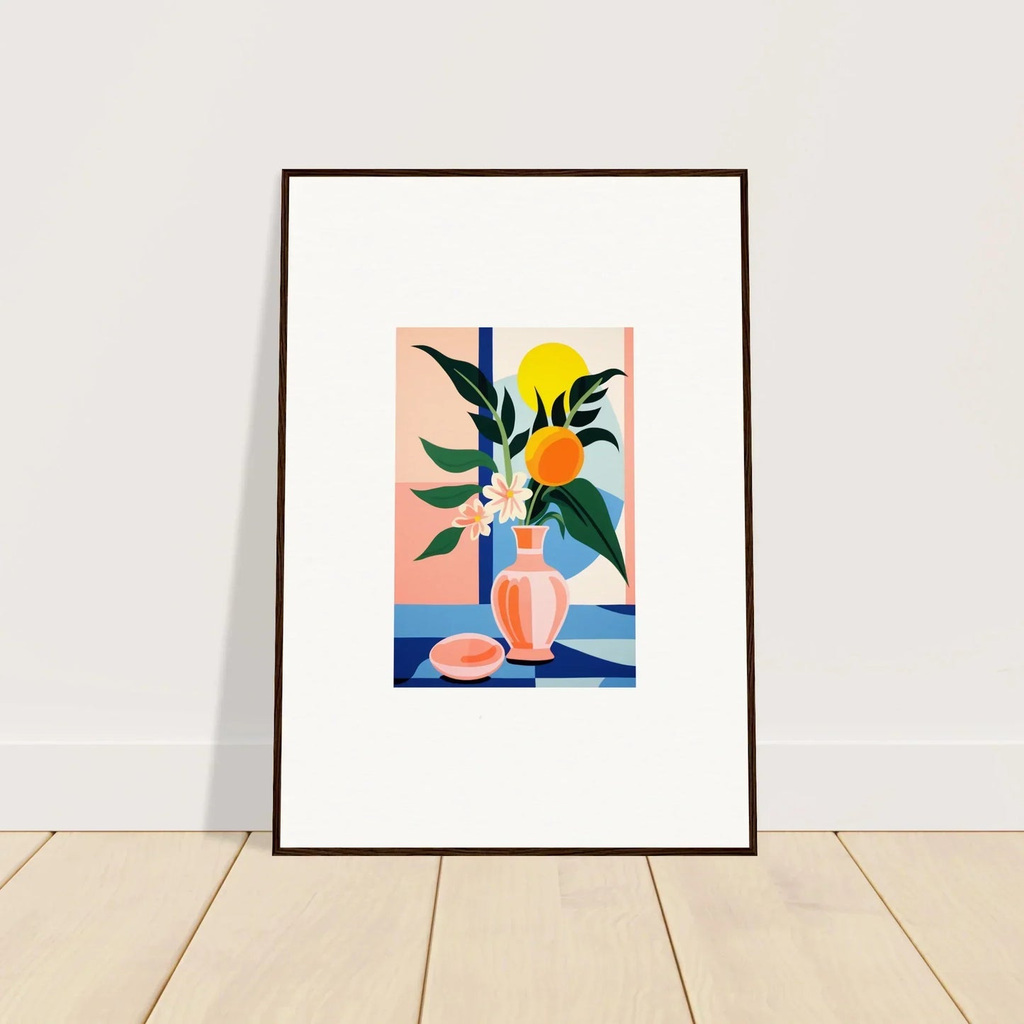 Framed wall art featuring a colorful still life with flowers for elegant room decor