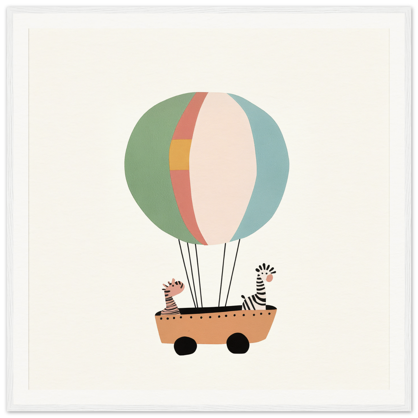 Hot air balloon on cart with two zebras for Zany Zebra Odyssey adventure