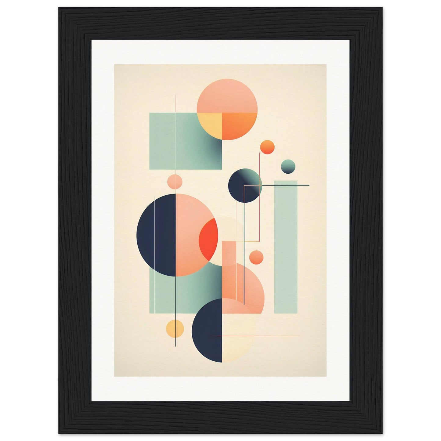 A framed print with a geometric design