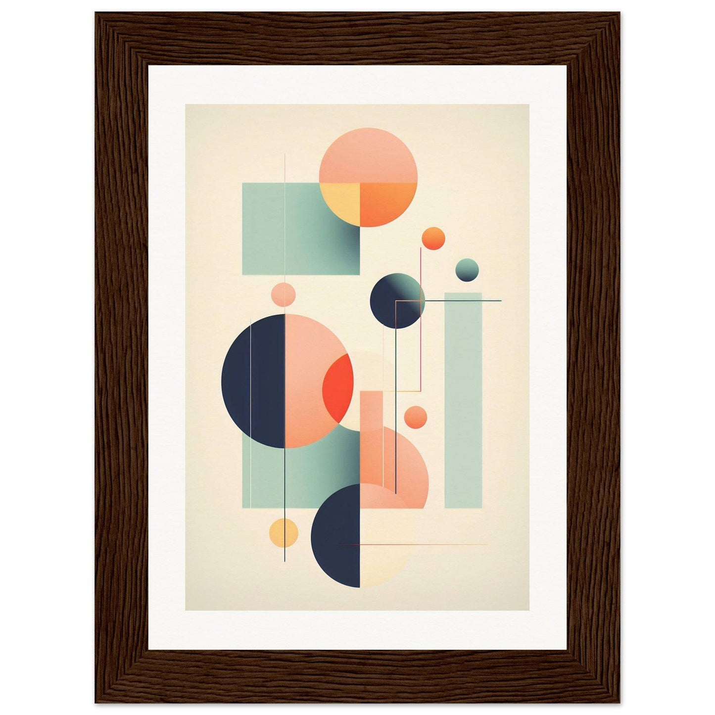 A framed print with a geometric design
