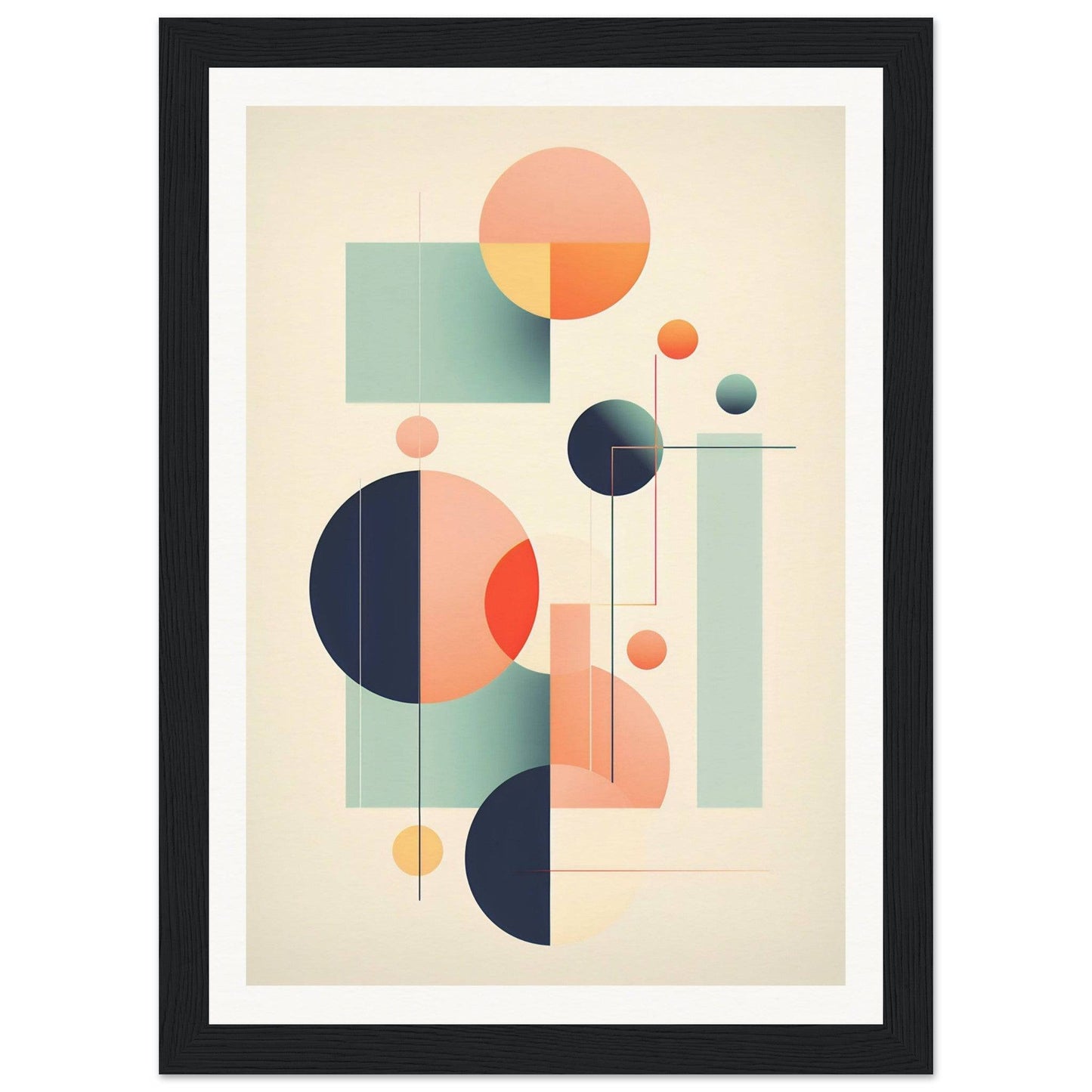 A framed print with a geometric design