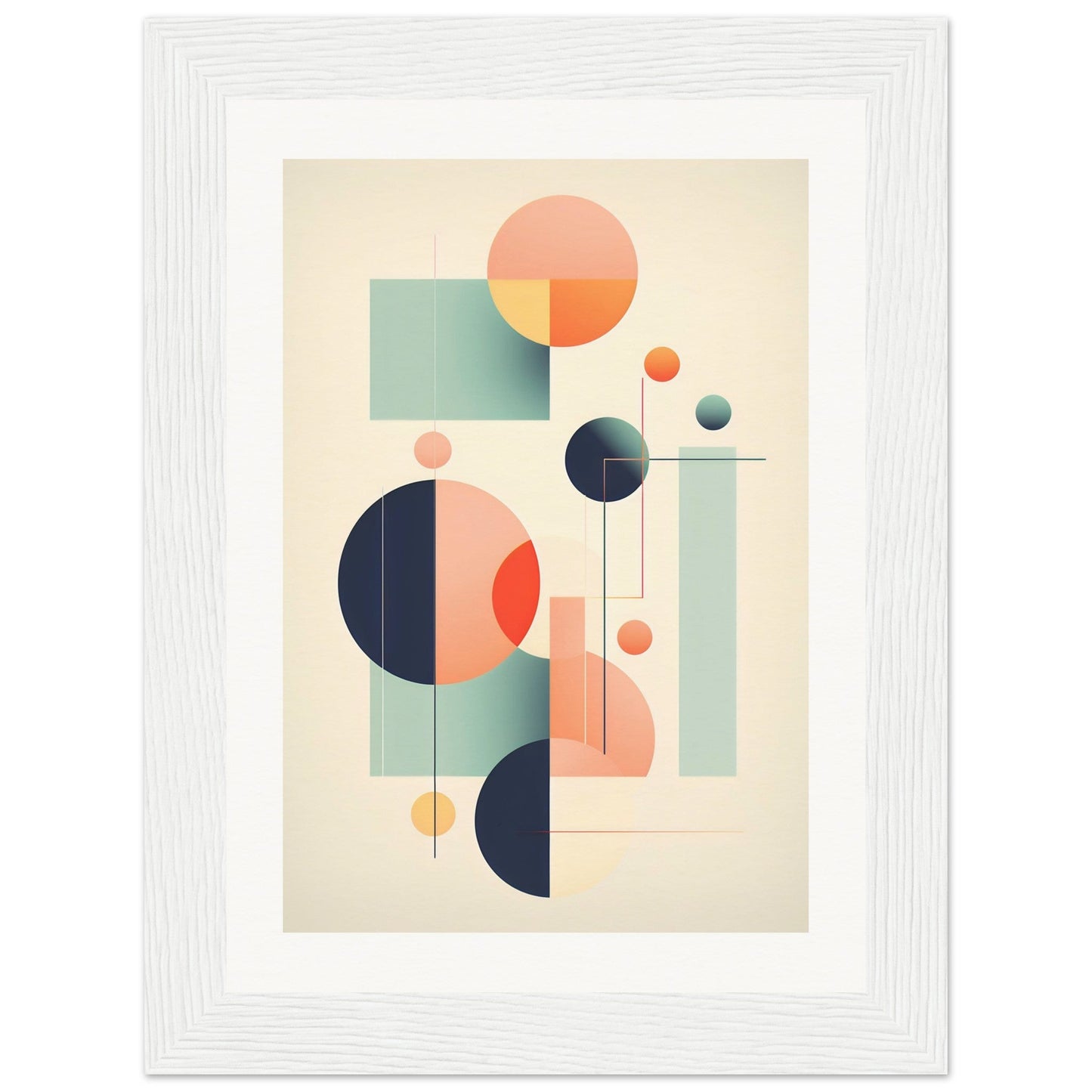A framed print with geometric shapes