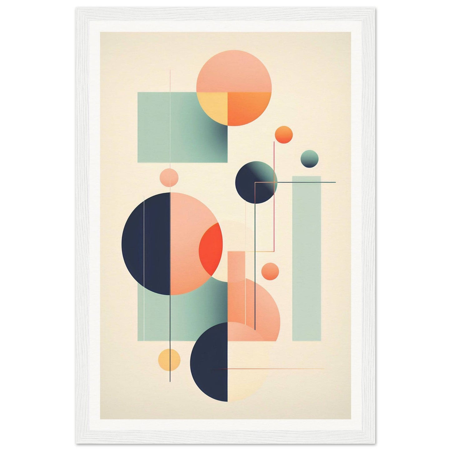 A framed print with geometric shapes