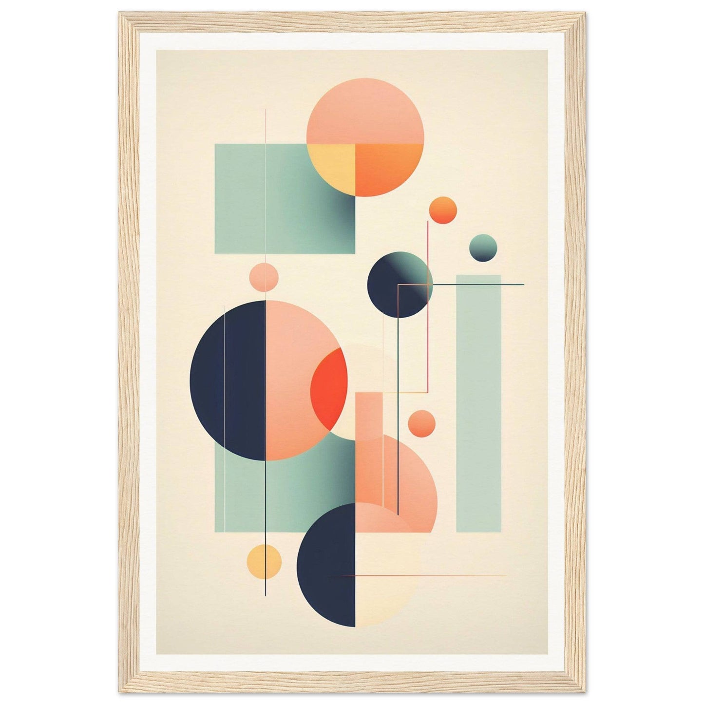 A framed print with geometric shapes