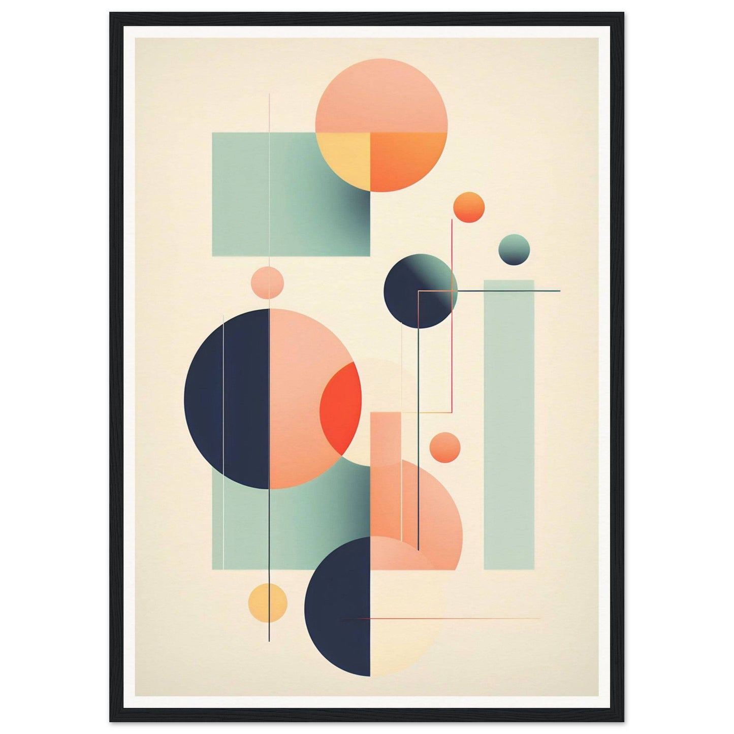 A framed print with geometric shapes