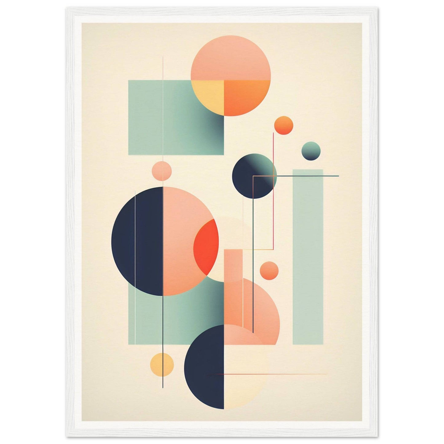 A framed print with geometric shapes