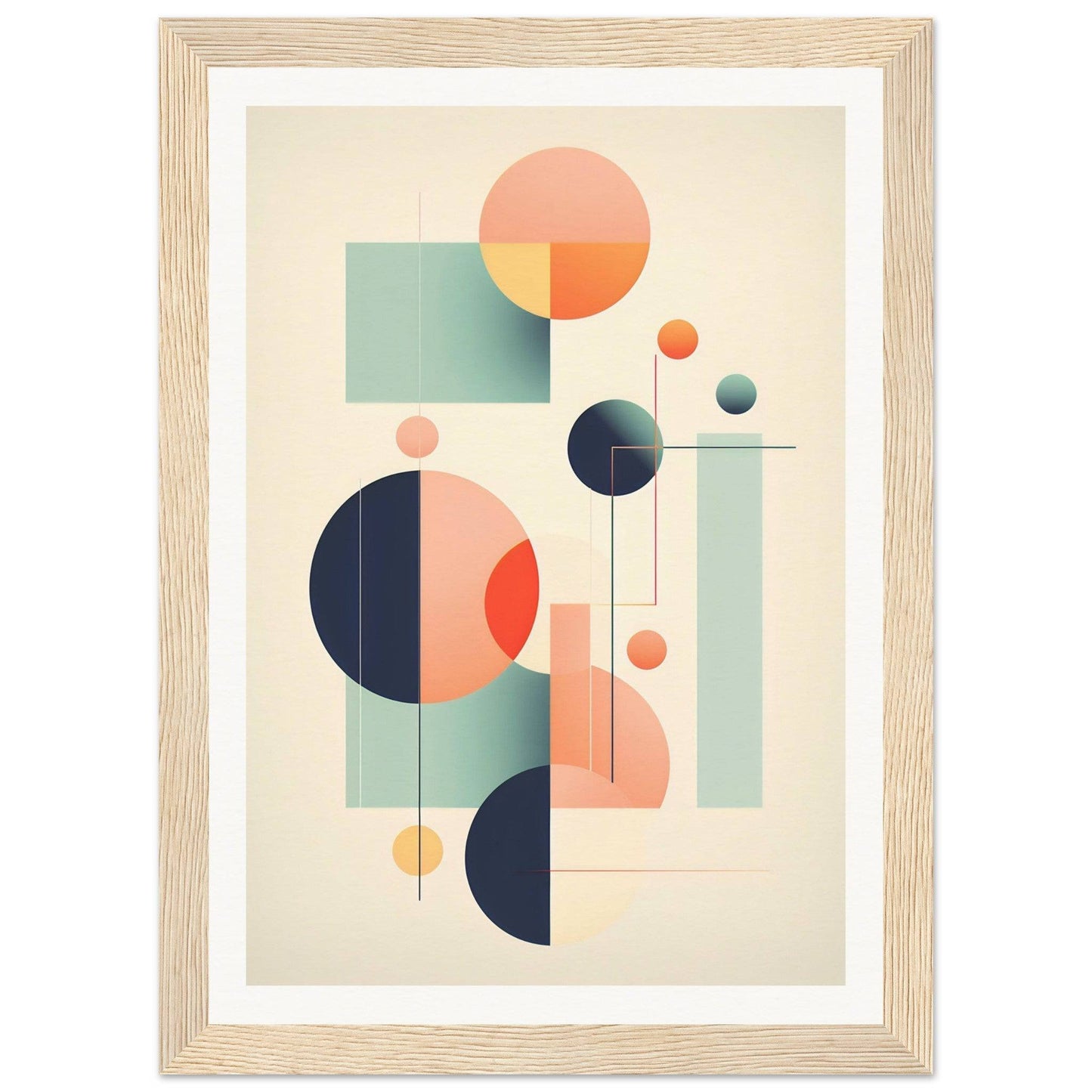 A framed print with geometric shapes