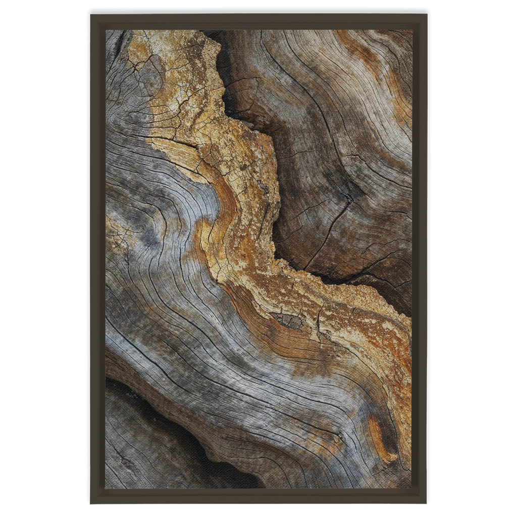 A framed print of a tree trunk