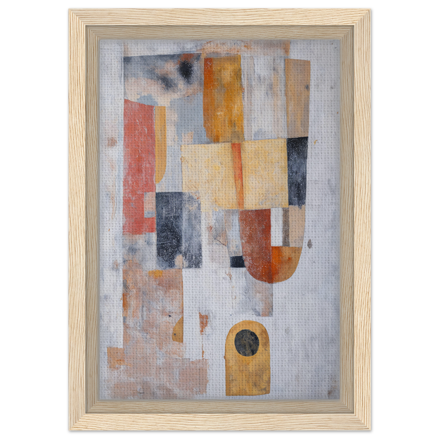 Abstract painting of geometric shapes in earthy tones, part of Geometric Reverie Saga