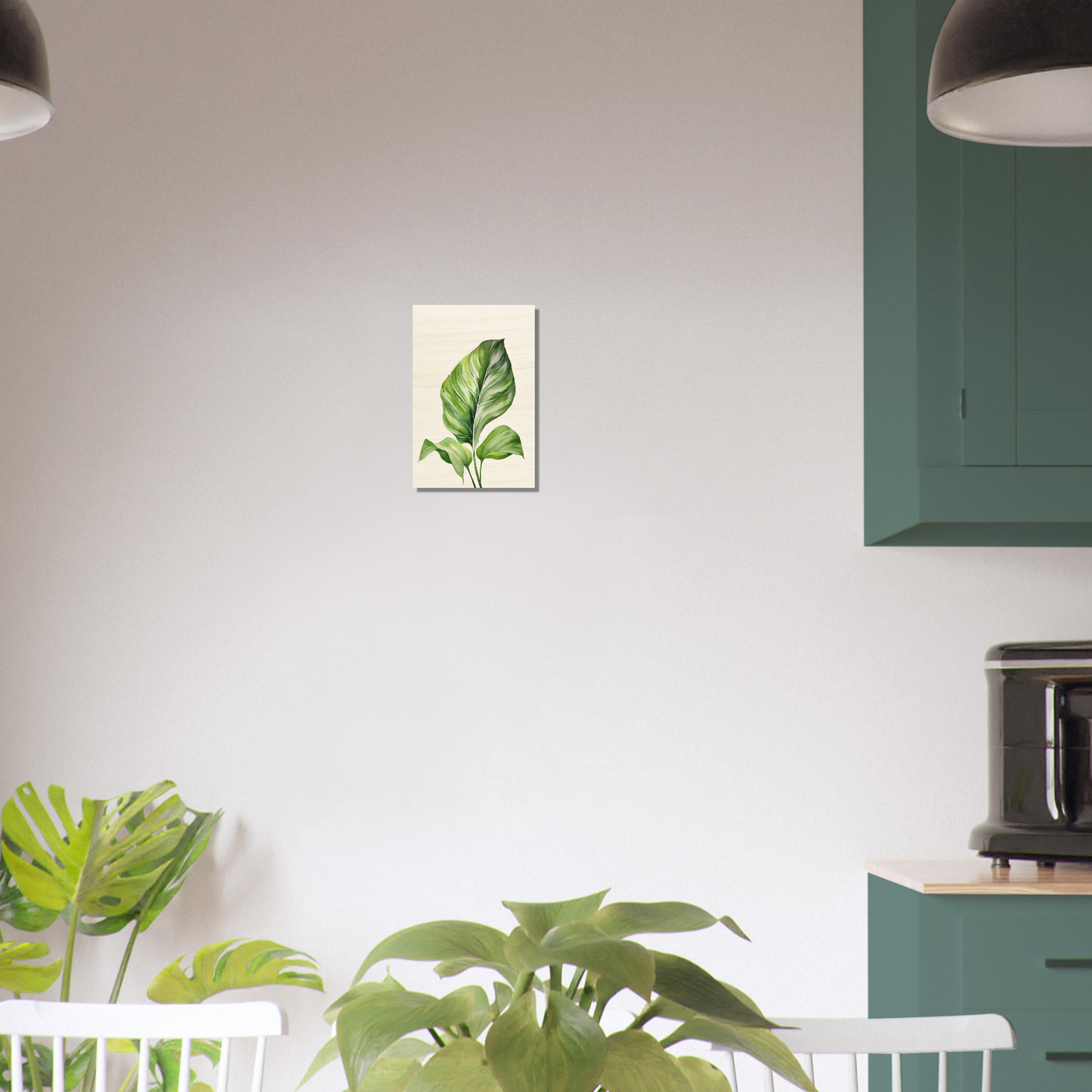 A green plant in a kitchen