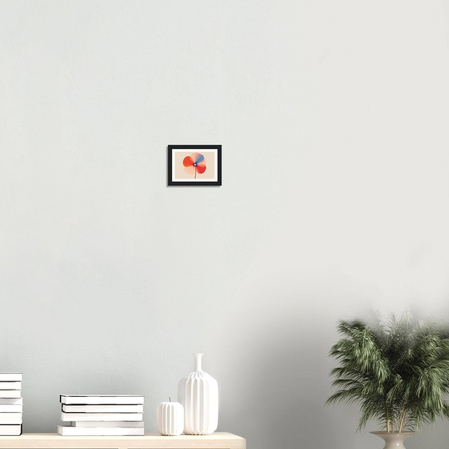 Framed artwork featuring two orange poppy flowers.