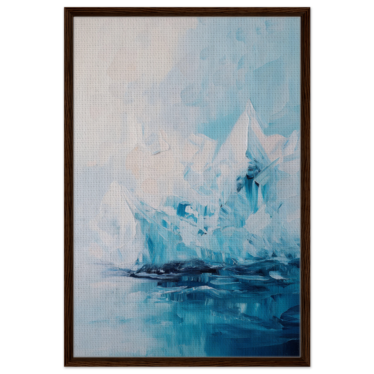 Abstract painting in Iceberg Elegy with icy blue shapes for elegant room decor