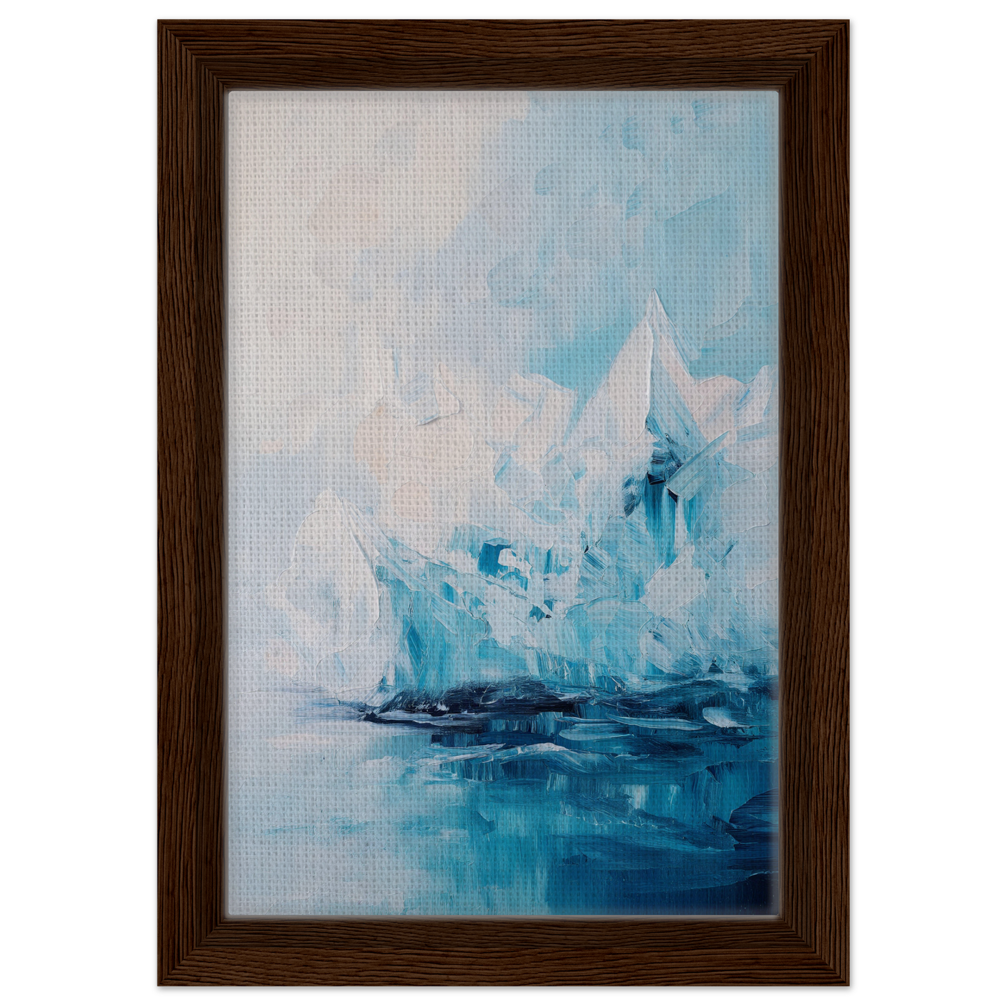 Abstract painting of sailboats in blue and white, featured in Iceberg Elegy room decor