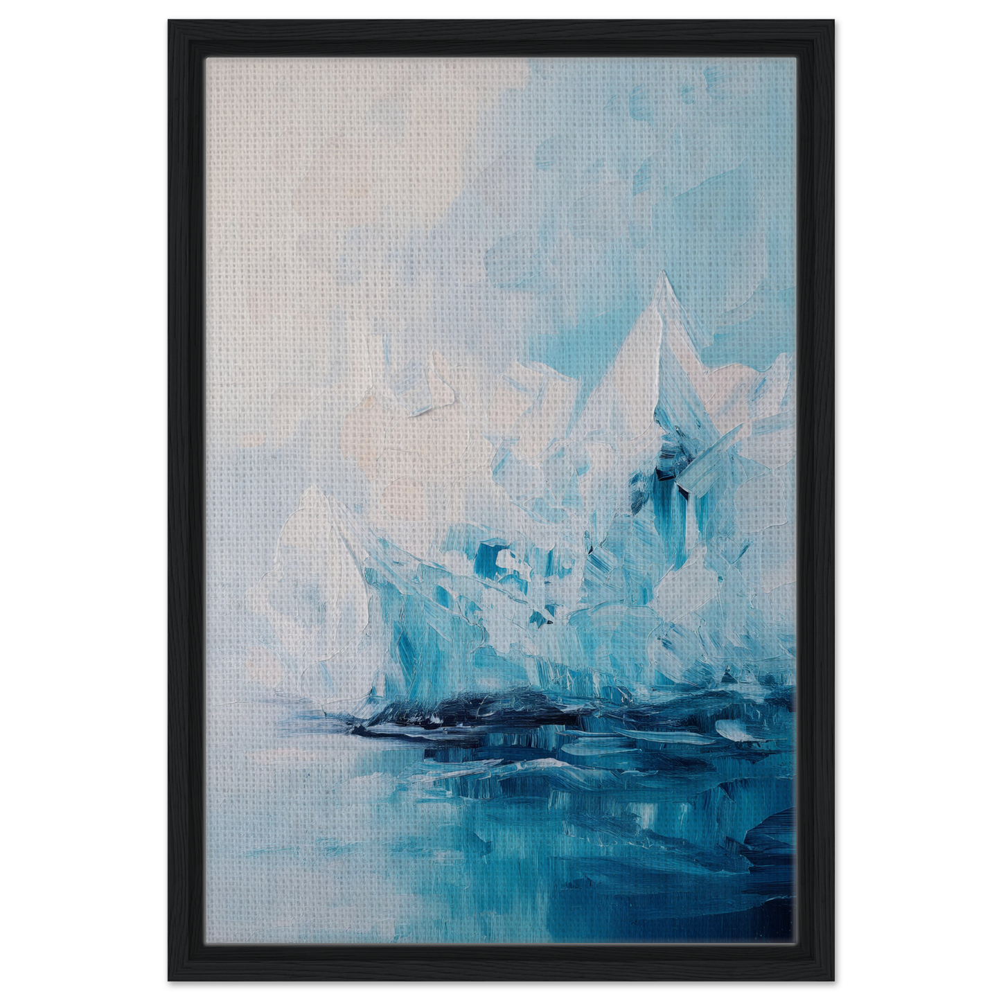 Abstract painting of icy blue crystalline structure in Iceberg Elegy room decor